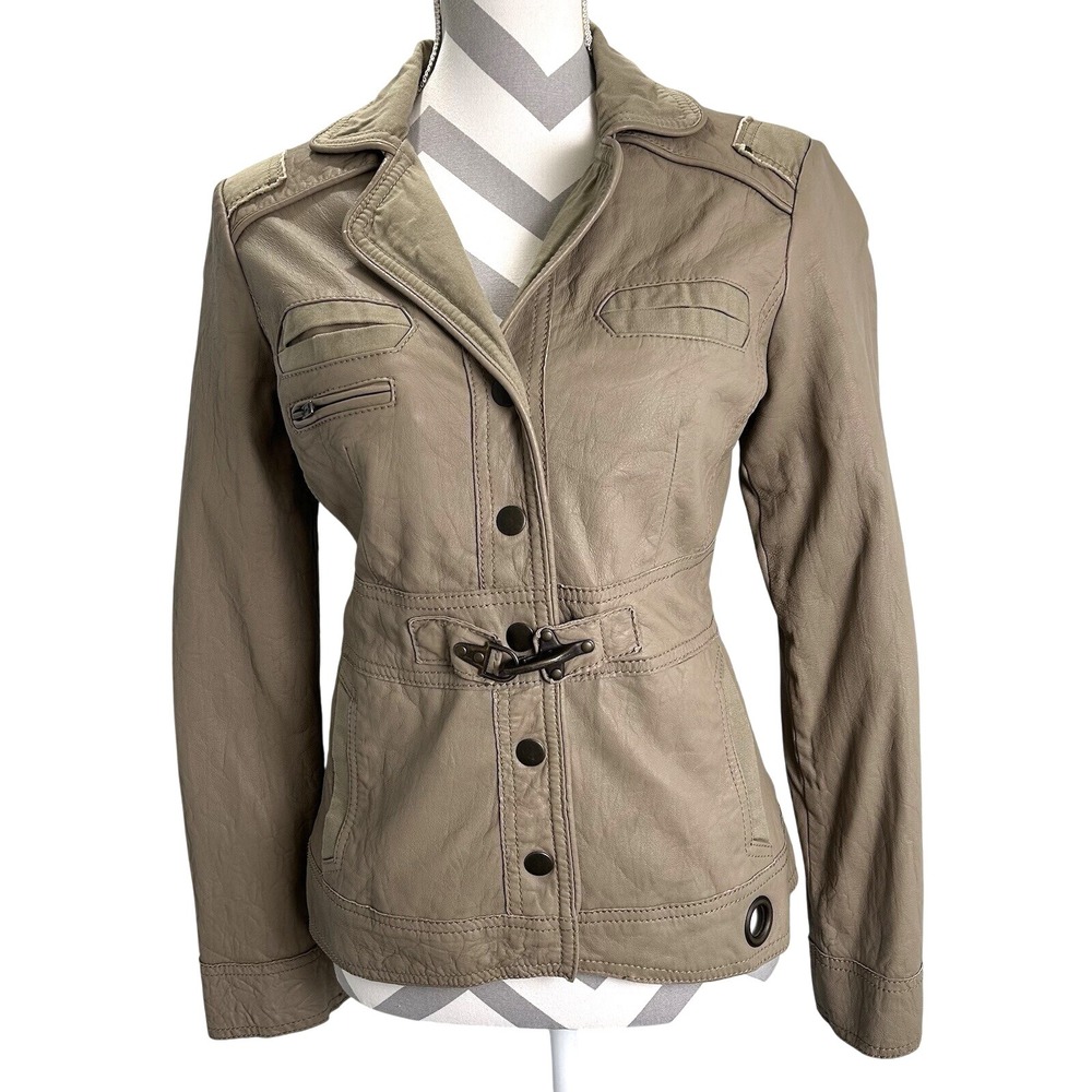 Mango Taupe Leather Jacket